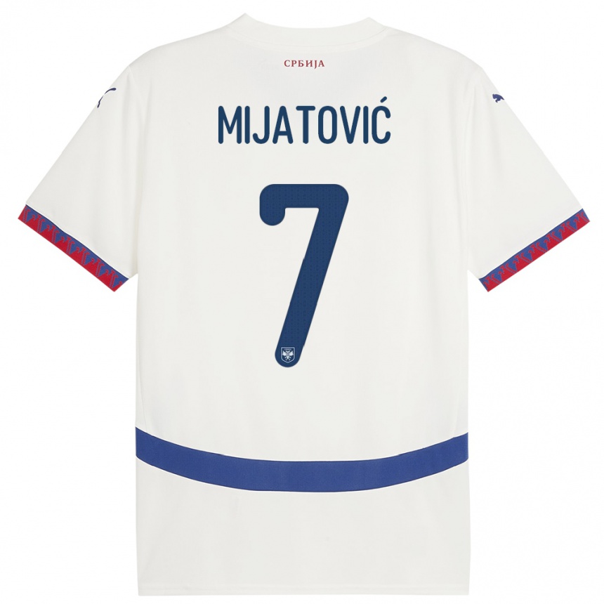 Hombre Fútbol Camiseta Serbia Milica Mijatovic #7 Blanco 2ª Equipación 24-26 Perú