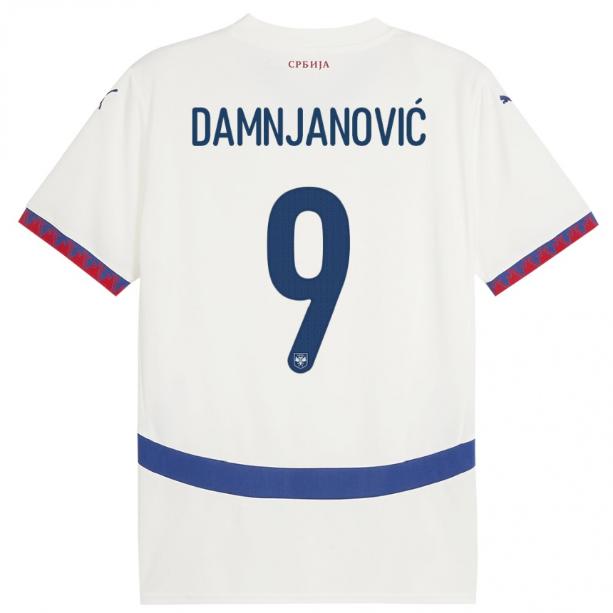 Hombre Fútbol Camiseta Serbia Jovana Damnjanovic #9 Blanco 2ª Equipación 24-26 Perú