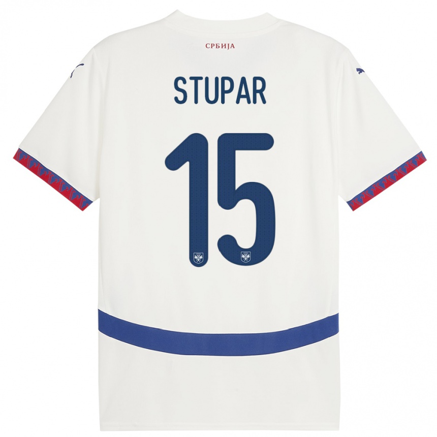 Hombre Fútbol Camiseta Serbia Zivana Stupar #15 Blanco 2ª Equipación 24-26 Perú