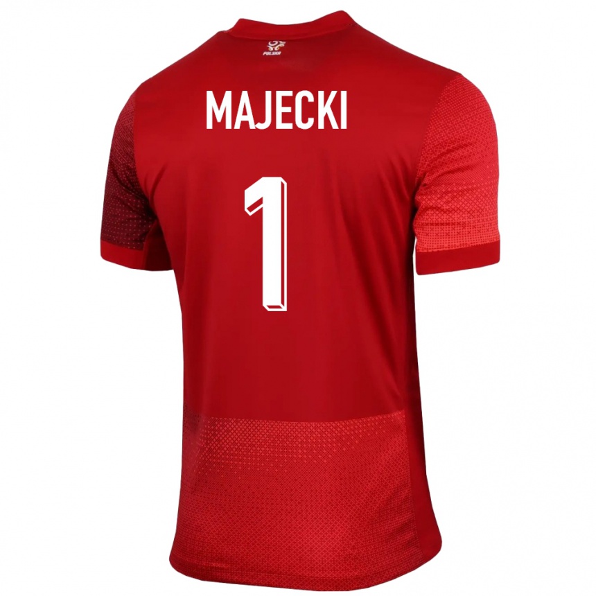 Hombre Fútbol Camiseta Polonia Radoslaw Majecki #1 Rojo 2ª Equipación 24-26 Perú