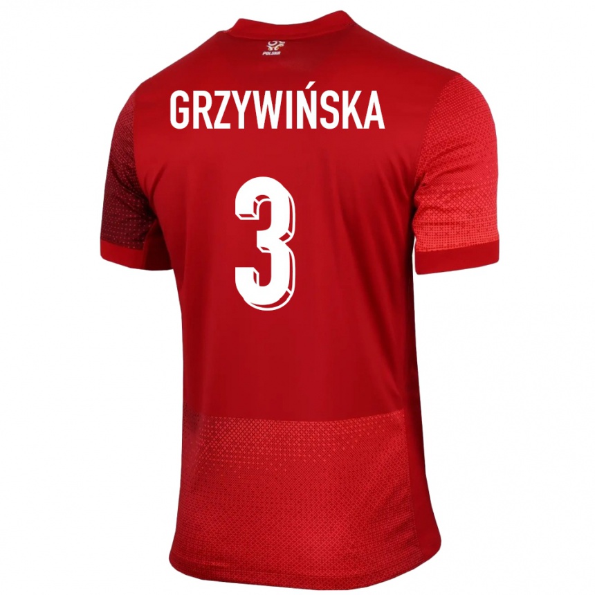 Hombre Fútbol Camiseta Polonia Gabriela Grzywinska #3 Rojo 2ª Equipación 24-26 Perú