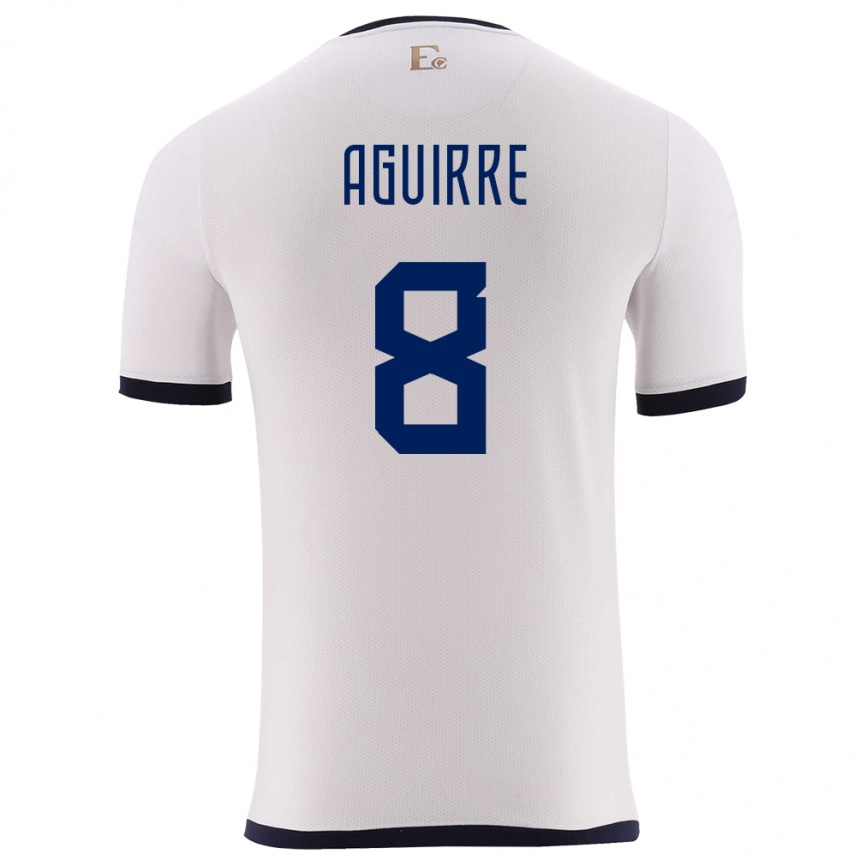 Hombre Fútbol Camiseta Ecuador Marthina Aguirre #8 Blanco 2ª Equipación 24-26 Perú