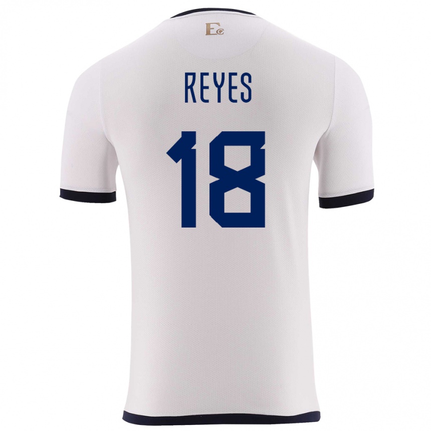 Hombre Fútbol Camiseta Ecuador Ashley Reyes #18 Blanco 2ª Equipación 24-26 Perú