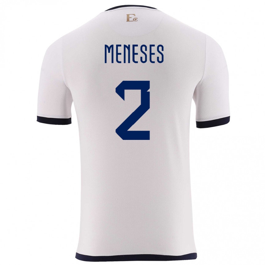 Hombre Fútbol Camiseta Ecuador Randy Meneses #2 Blanco 2ª Equipación 24-26 Perú