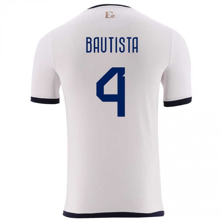 Hombre Fútbol Camiseta Ecuador Davis Bautista #4 Blanco 2ª Equipación 24-26 Perú