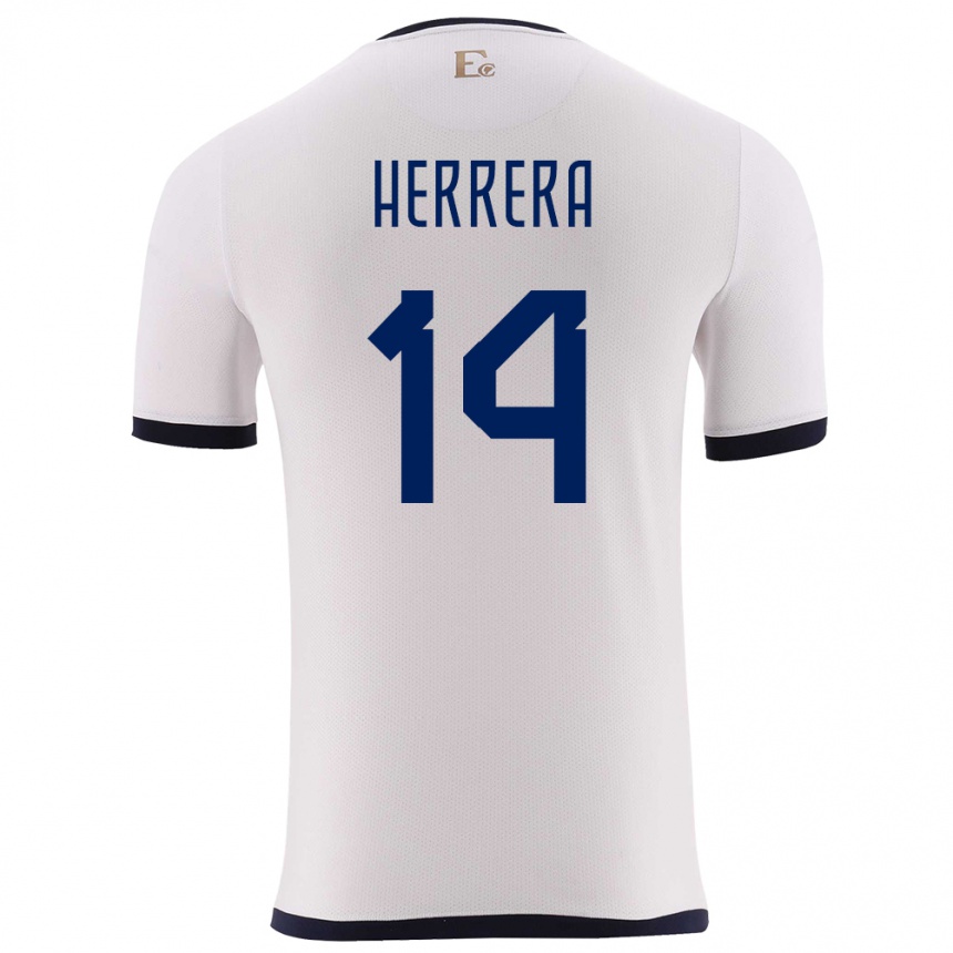 Hombre Fútbol Camiseta Ecuador Orlando Herrera #14 Blanco 2ª Equipación 24-26 Perú