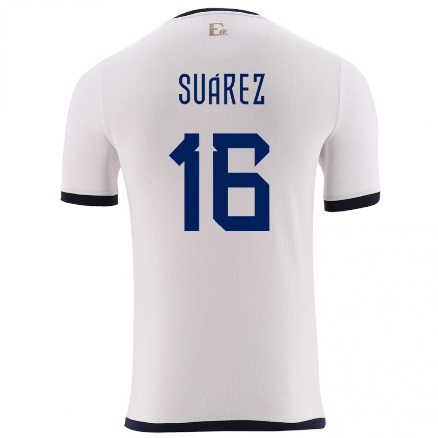 Hombre Fútbol Camiseta Ecuador Ariel Suarez #16 Blanco 2ª Equipación 24-26 Perú