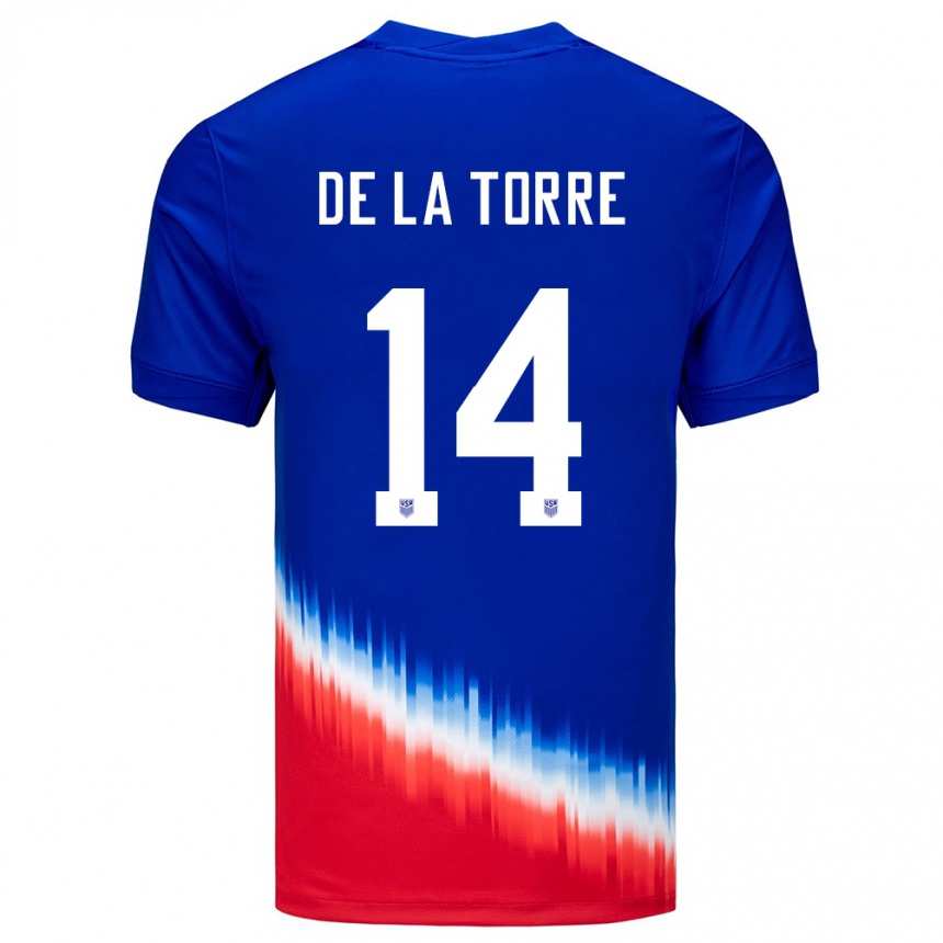 Hombre Fútbol Camiseta Estados Unidos Luca De La Torre #14 Azul 2ª Equipación 24-26 Perú