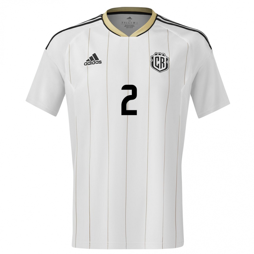 Hombre Fútbol Camiseta Costa Rica Daniel Chacon #2 Blanco 2ª Equipación 24-26 Perú