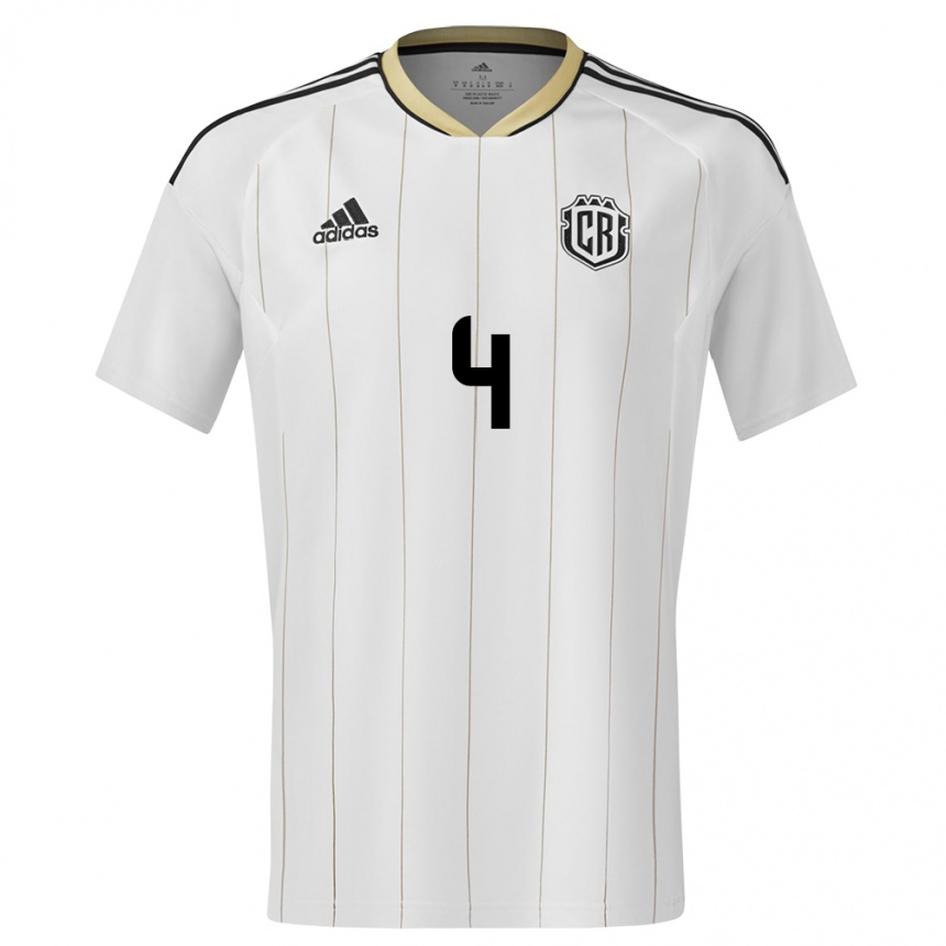 Hombre Fútbol Camiseta Costa Rica Brandon Calderon #4 Blanco 2ª Equipación 24-26 Perú