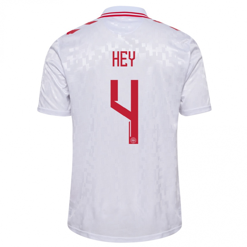 Hombre Fútbol Camiseta Dinamarca Lucas Hey #4 Blanco 2ª Equipación 24-26 Perú