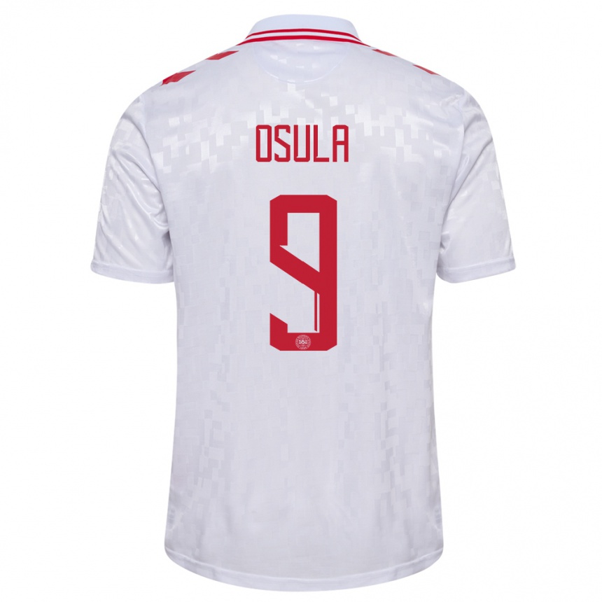 Hombre Fútbol Camiseta Dinamarca William Osula #9 Blanco 2ª Equipación 24-26 Perú