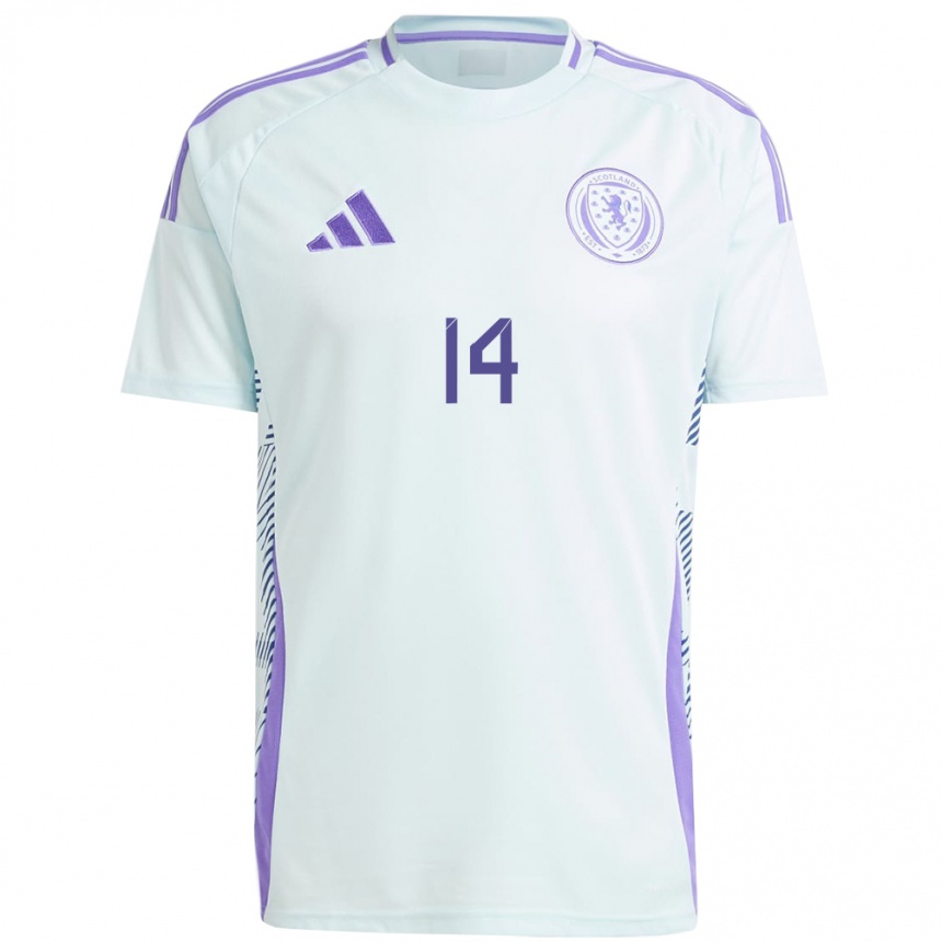 Hombre Fútbol Camiseta Escocia Aiden Mcginlay #14 Azul Menta Claro 2ª Equipación 24-26 Perú