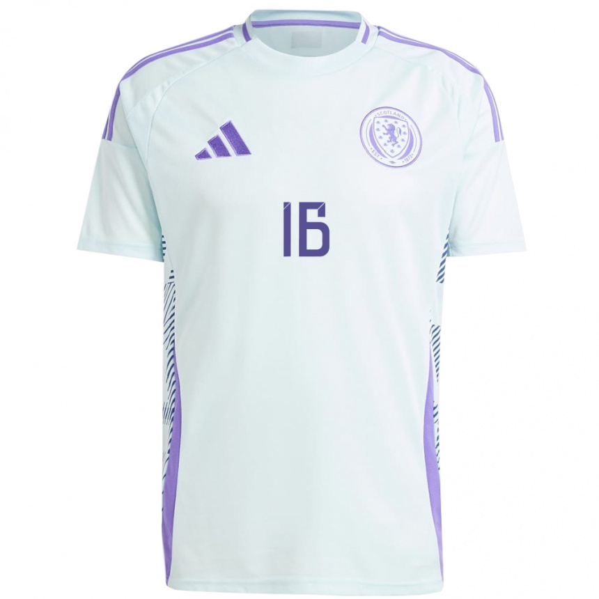 Hombre Fútbol Camiseta Escocia Liam Cooper #16 Azul Menta Claro 2ª Equipación 24-26 Perú