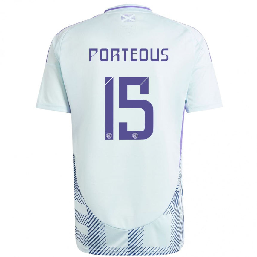 Hombre Fútbol Camiseta Escocia Ryan Porteous #15 Azul Menta Claro 2ª Equipación 24-26 Perú