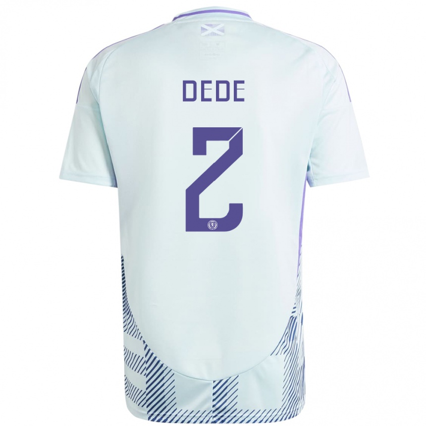 Hombre Fútbol Camiseta Escocia Josh Dede #2 Azul Menta Claro 2ª Equipación 24-26 Perú