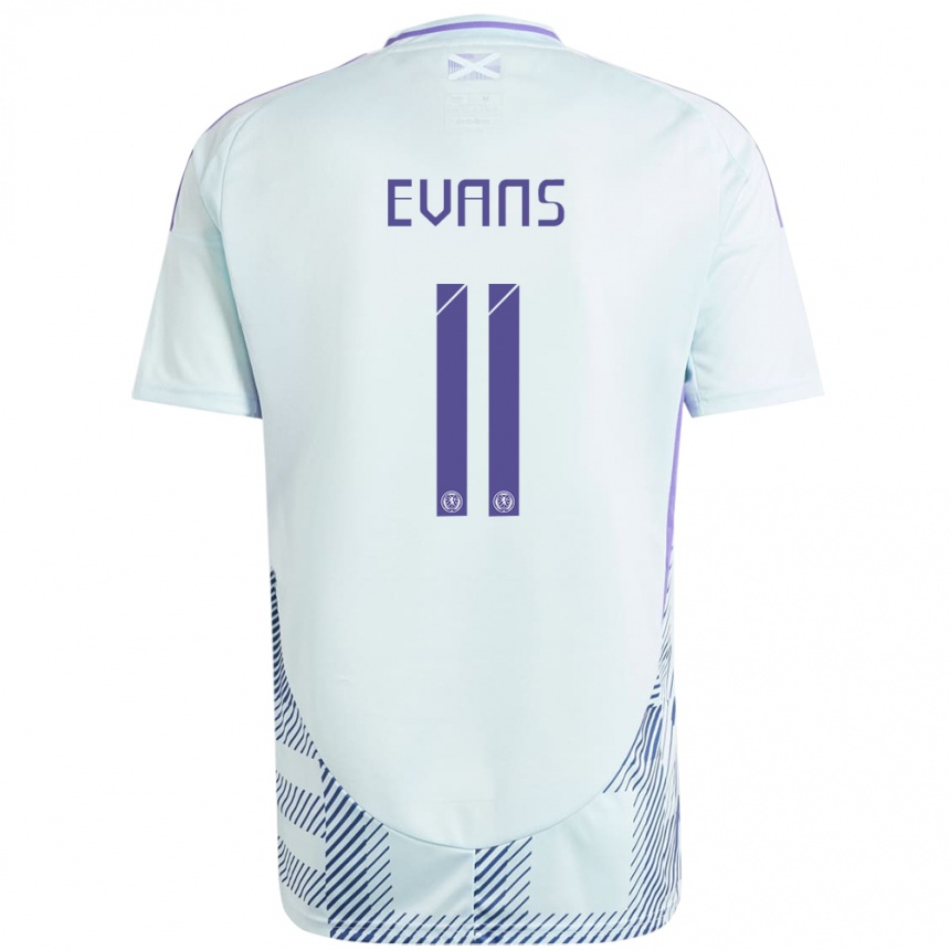 Hombre Fútbol Camiseta Escocia Lisa Evans #11 Azul Menta Claro 2ª Equipación 24-26 Perú