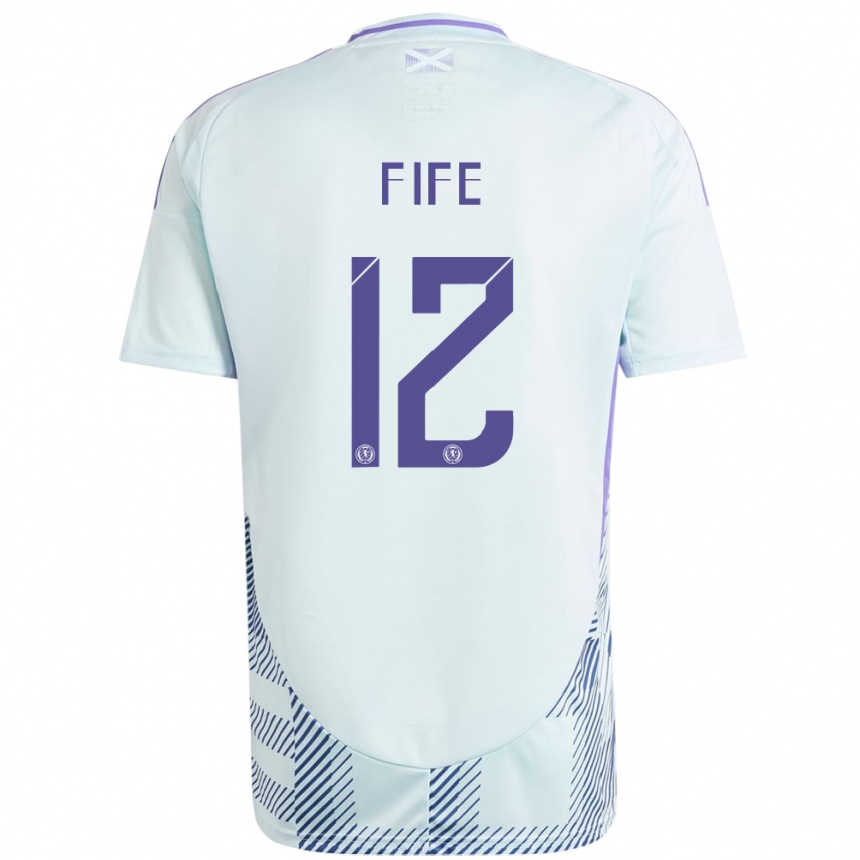 Hombre Fútbol Camiseta Escocia Jenna Fife #12 Azul Menta Claro 2ª Equipación 24-26 Perú