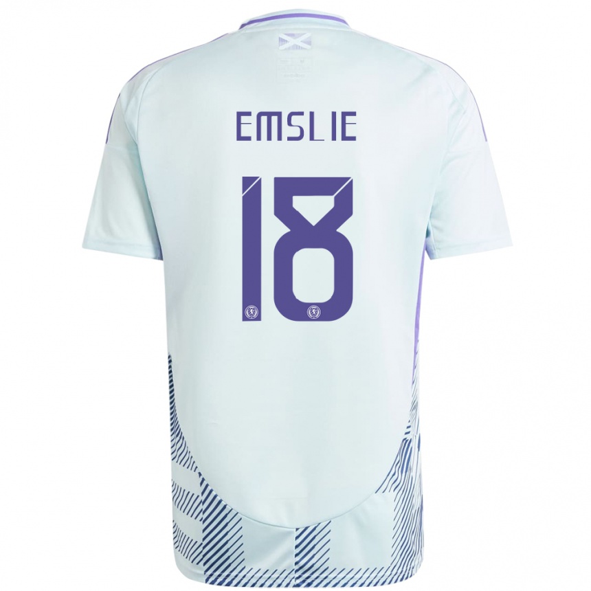 Hombre Fútbol Camiseta Escocia Claire Emslie #18 Azul Menta Claro 2ª Equipación 24-26 Perú