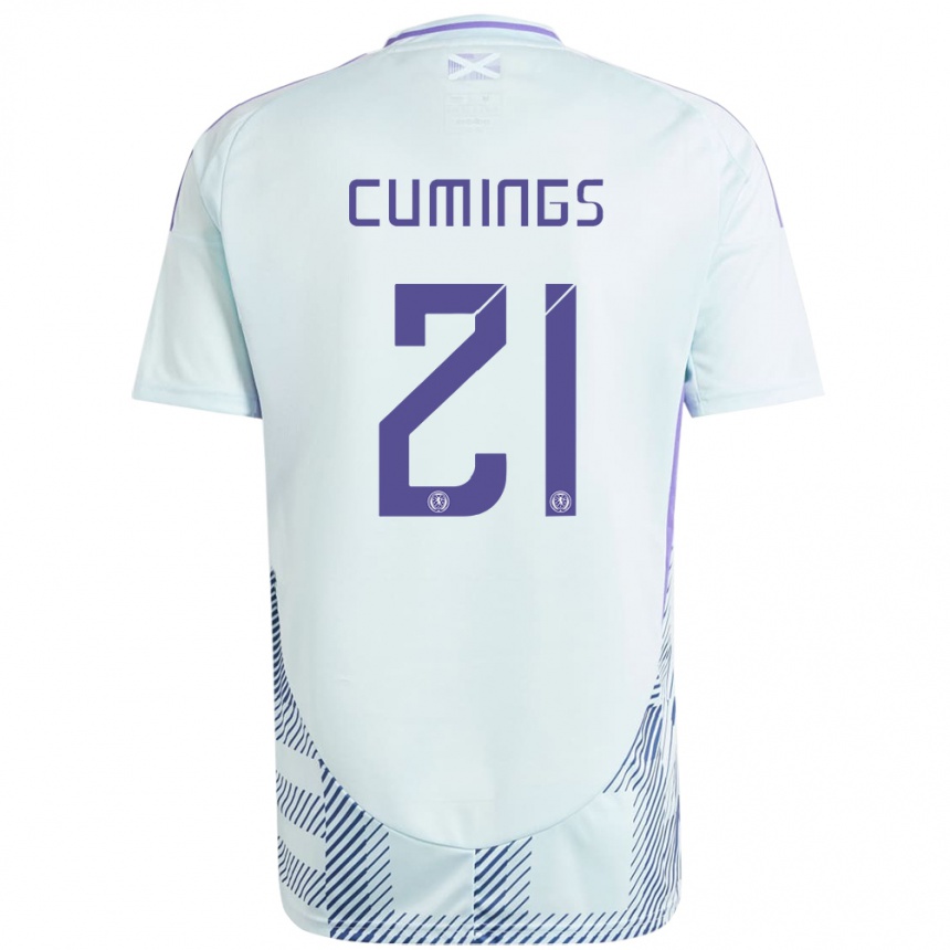 Hombre Fútbol Camiseta Escocia Eartha Cumings #21 Azul Menta Claro 2ª Equipación 24-26 Perú