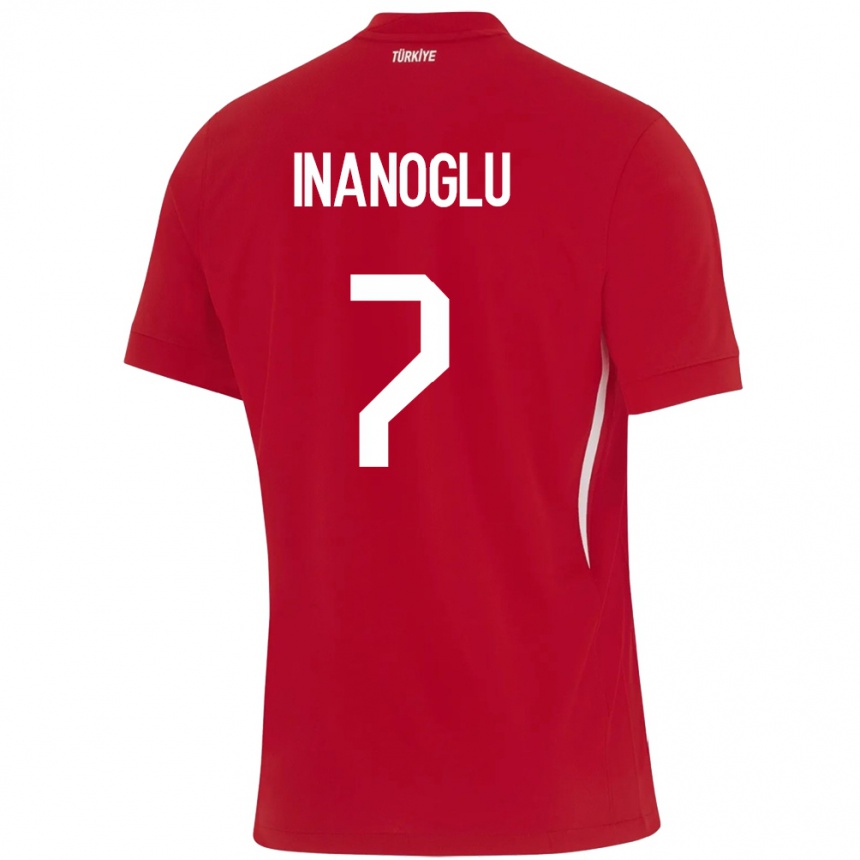 Hombre Fútbol Camiseta Turquía Kaan İnanoğlu #7 Rojo 2ª Equipación 24-26 Perú