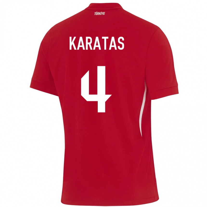 Hombre Fútbol Camiseta Turquía Eda Karataş #4 Rojo 2ª Equipación 24-26 Perú