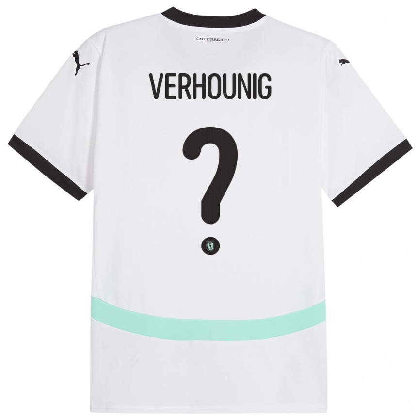 Hombre Fútbol Camiseta Austria Phillip Verhounig #0 Blanco 2ª Equipación 24-26 Perú