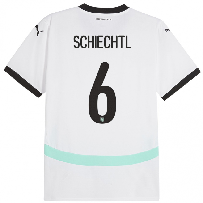 Hombre Fútbol Camiseta Austria Katharina Schiechtl #6 Blanco 2ª Equipación 24-26 Perú