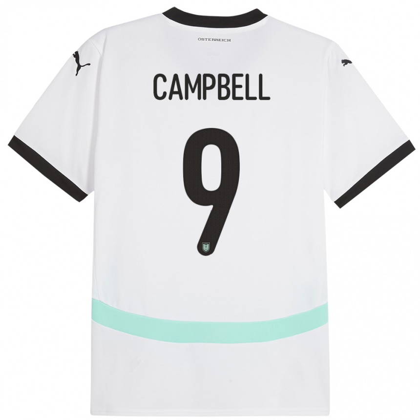 Hombre Fútbol Camiseta Austria Eileen Campbell #9 Blanco 2ª Equipación 24-26 Perú