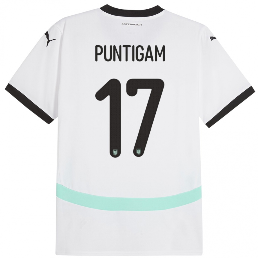 Hombre Fútbol Camiseta Austria Sarah Puntigam #17 Blanco 2ª Equipación 24-26 Perú