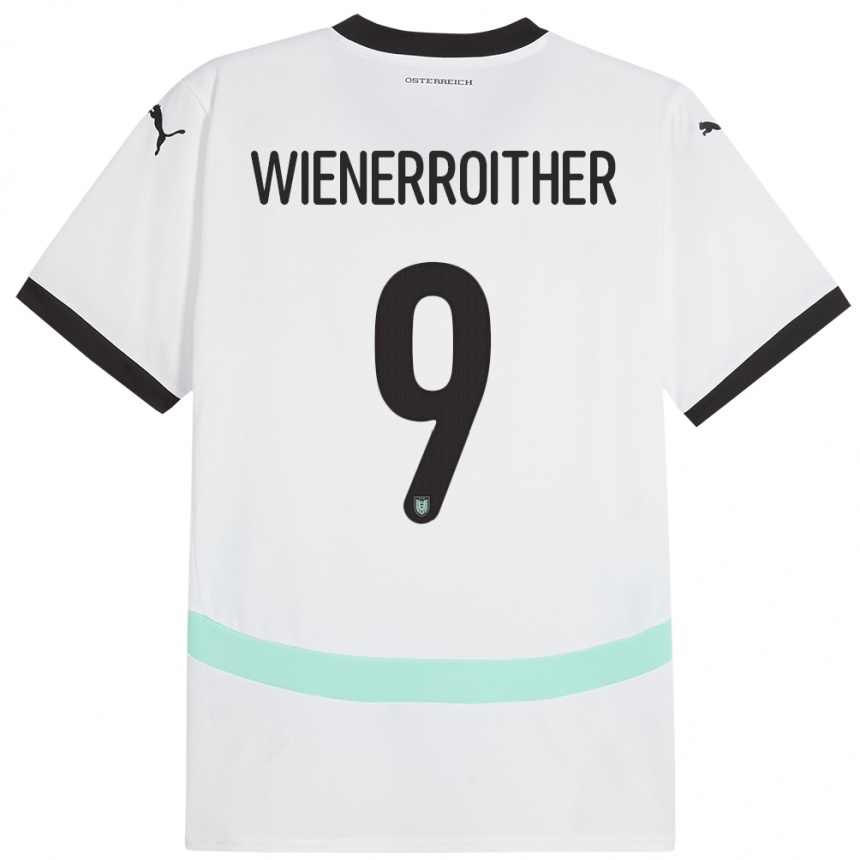 Hombre Fútbol Camiseta Austria Katja Wienerroither #9 Blanco 2ª Equipación 24-26 Perú