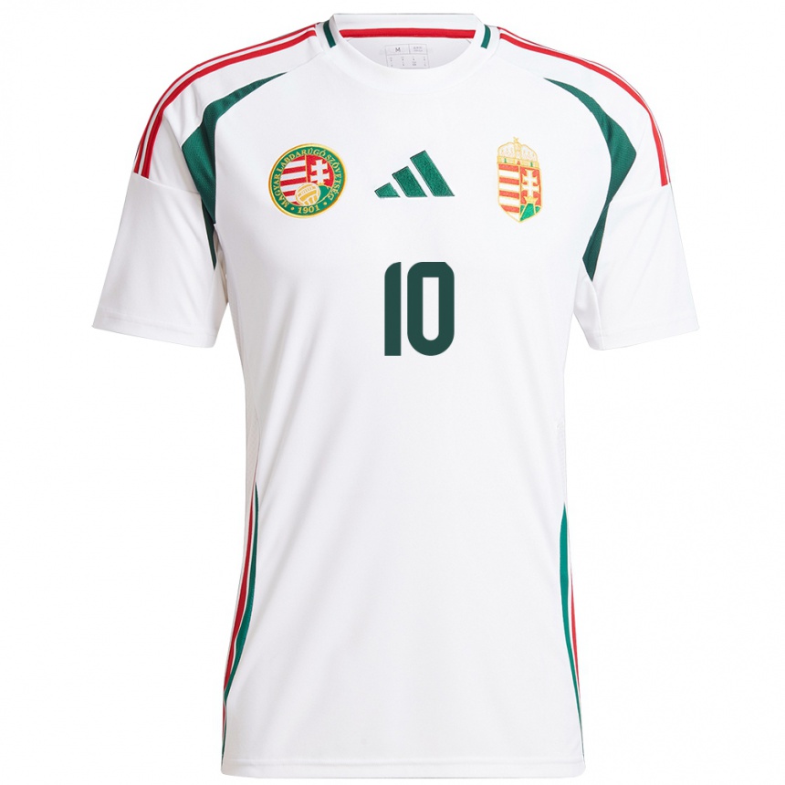 Hombre Fútbol Camiseta Hungría Dominik Szoboszlai #10 Blanco 2ª Equipación 24-26 Perú