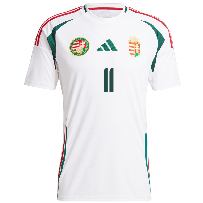 Hombre Fútbol Camiseta Hungría Imre Egri #11 Blanco 2ª Equipación 24-26 Perú