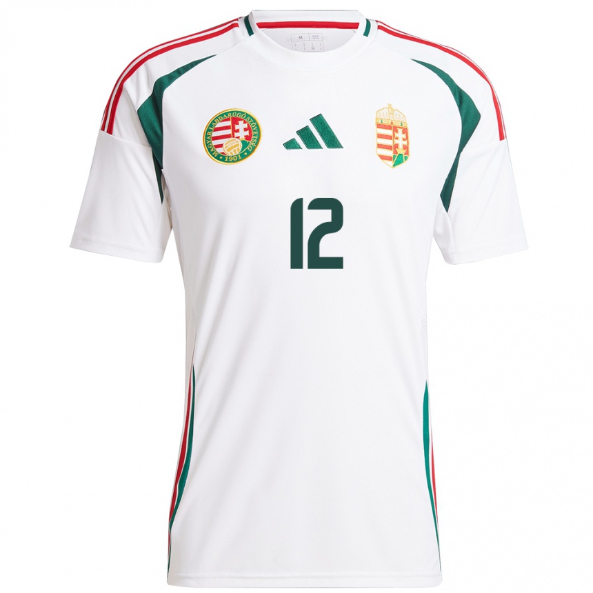 Hombre Fútbol Camiseta Hungría Dénes Dibusz #12 Blanco 2ª Equipación 24-26 Perú