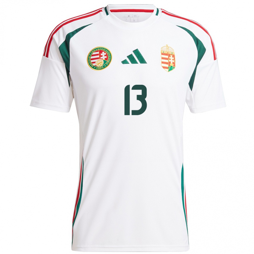 Hombre Fútbol Camiseta Hungría András Eördögh #13 Blanco 2ª Equipación 24-26 Perú