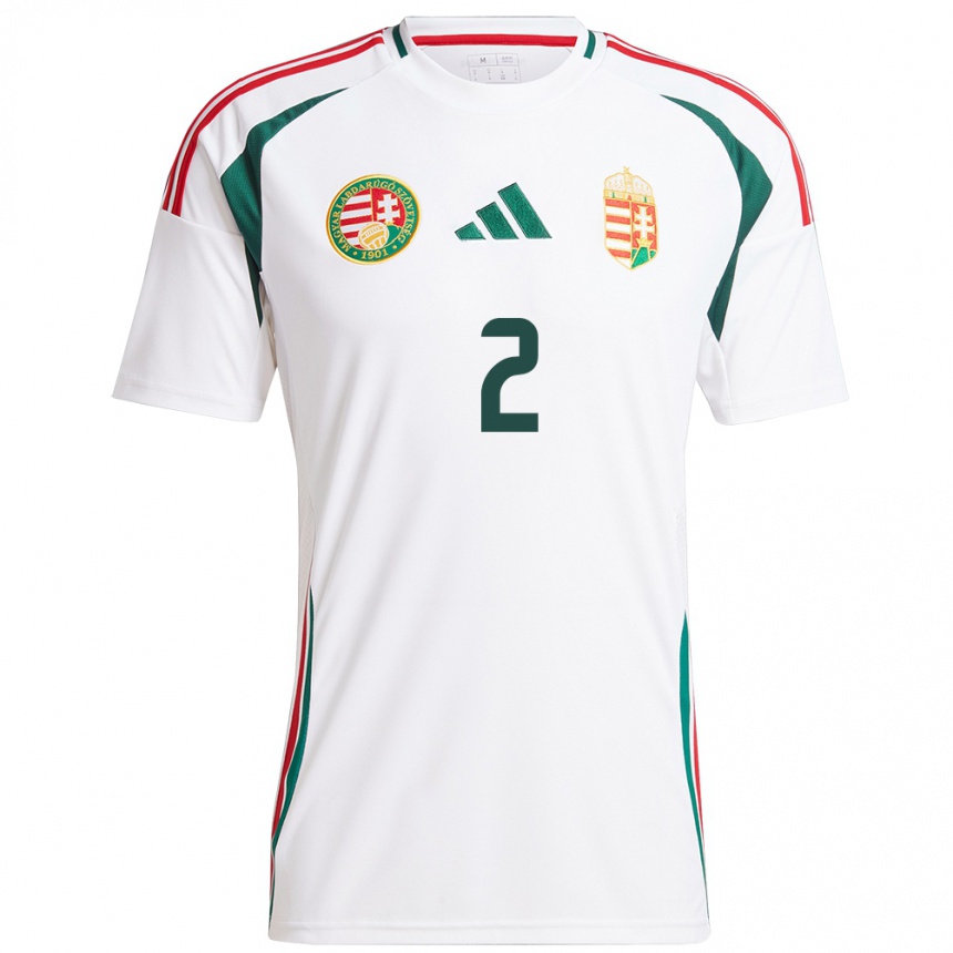 Hombre Fútbol Camiseta Hungría Dominik Csorba #2 Blanco 2ª Equipación 24-26 Perú