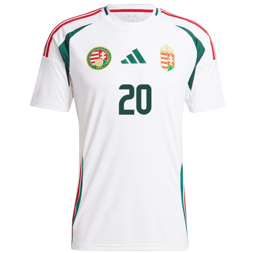 Hombre Fútbol Camiseta Hungría Zsombor Hős #20 Blanco 2ª Equipación 24-26 Perú