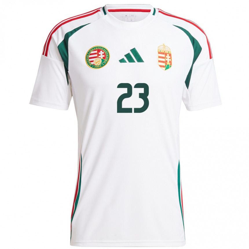 Hombre Fútbol Camiseta Hungría Tamás Szűcs #23 Blanco 2ª Equipación 24-26 Perú