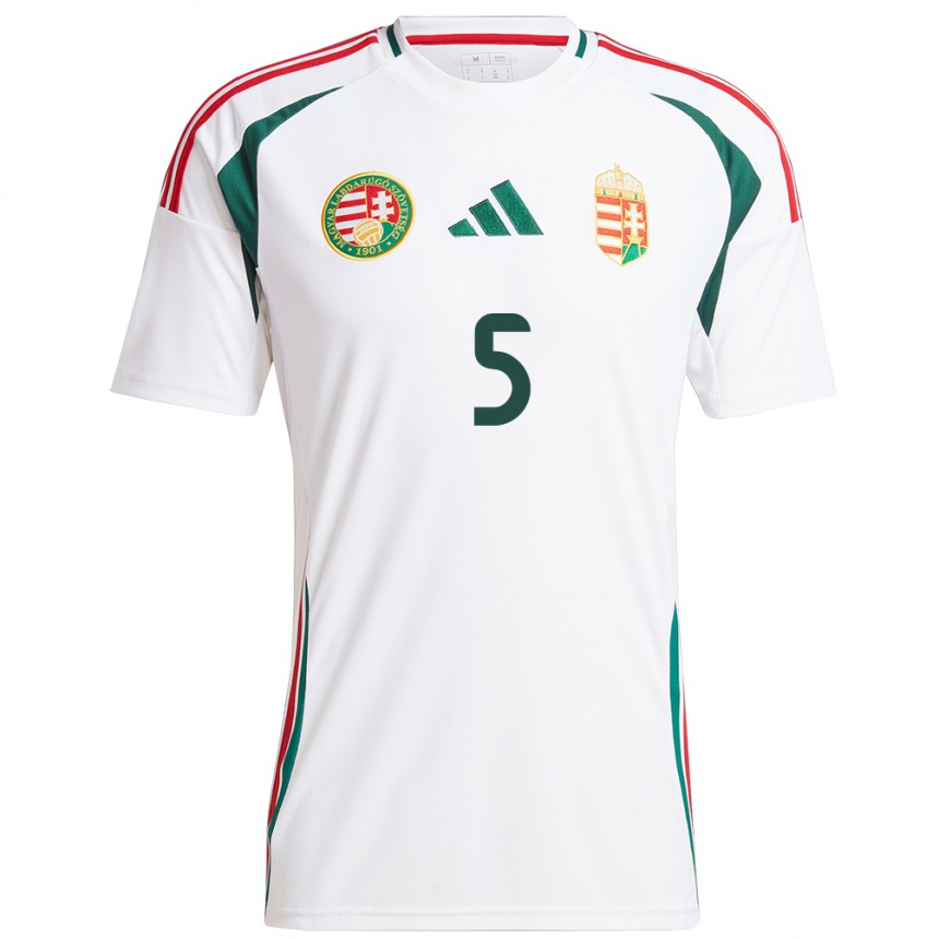 Hombre Fútbol Camiseta Hungría Viktor Vitályos #5 Blanco 2ª Equipación 24-26 Perú