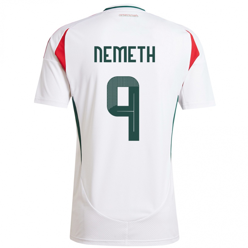 Hombre Fútbol Camiseta Hungría András Németh #9 Blanco 2ª Equipación 24-26 Perú