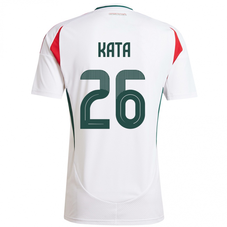 Hombre Fútbol Camiseta Hungría Mihály Kata #26 Blanco 2ª Equipación 24-26 Perú