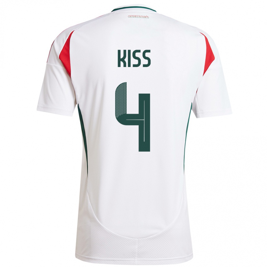 Hombre Fútbol Camiseta Hungría Bálint Kiss #4 Blanco 2ª Equipación 24-26 Perú