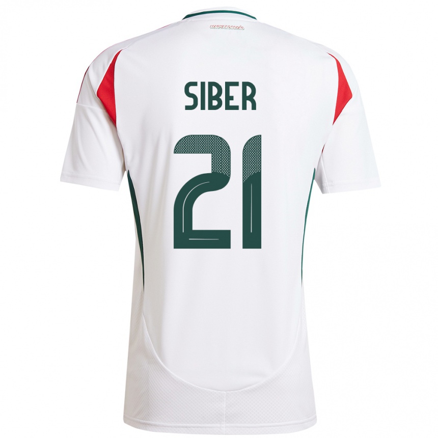 Hombre Fútbol Camiseta Hungría Glória Siber #21 Blanco 2ª Equipación 24-26 Perú