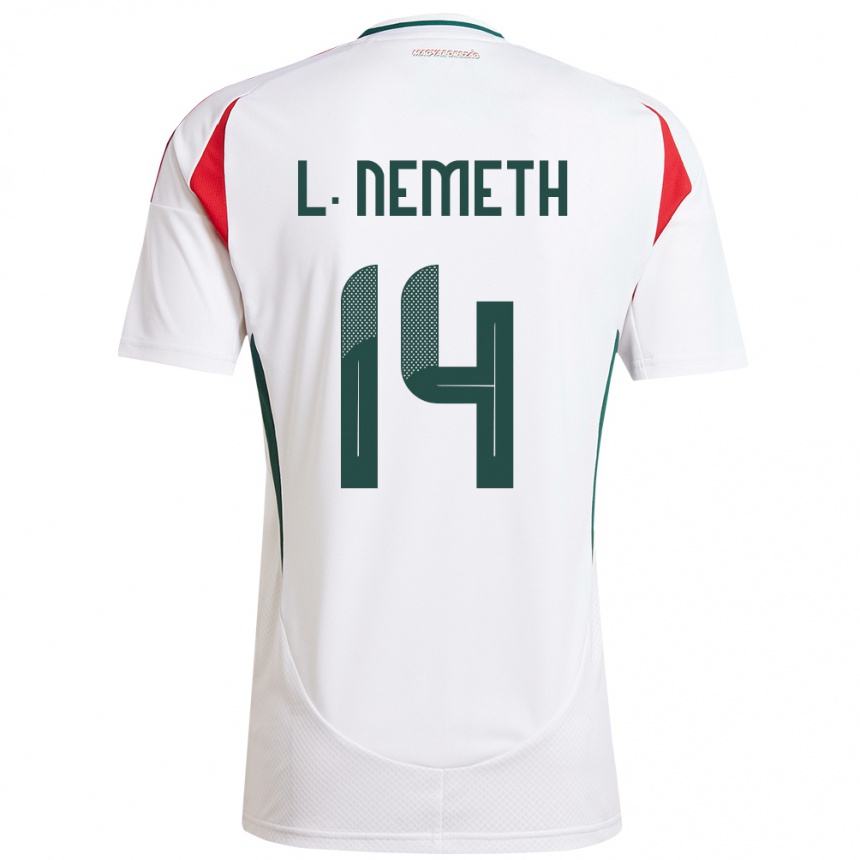 Hombre Fútbol Camiseta Hungría Loretta Németh #14 Blanco 2ª Equipación 24-26 Perú