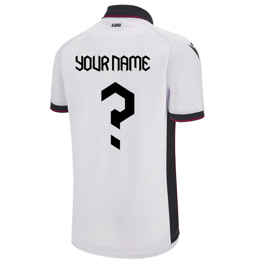 Hombre Fútbol Camiseta Albania Su Nombre #0 Blanco 2ª Equipación 24-26 Perú