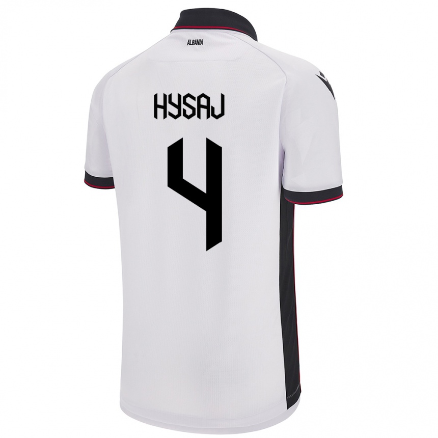 Hombre Fútbol Camiseta Albania Elseid Hysaj #4 Blanco 2ª Equipación 24-26 Perú