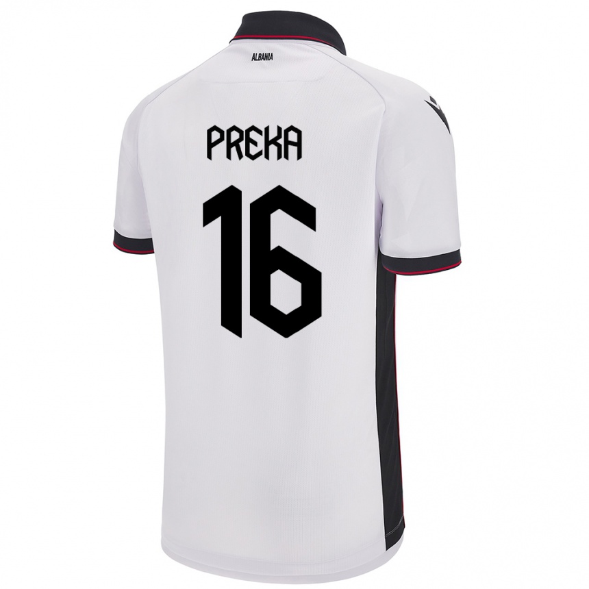 Hombre Fútbol Camiseta Albania Marcelino Preka #16 Blanco 2ª Equipación 24-26 Perú