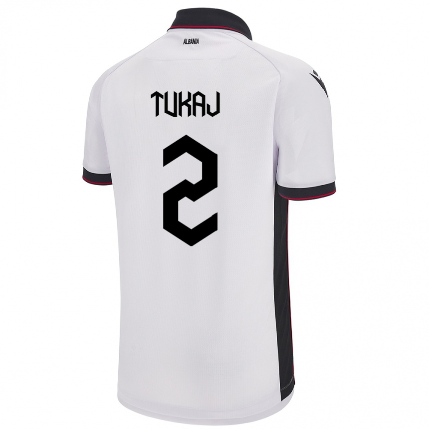 Hombre Fútbol Camiseta Albania Armera Tukaj #2 Blanco 2ª Equipación 24-26 Perú