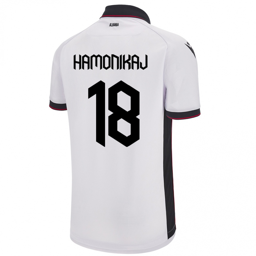 Hombre Fútbol Camiseta Albania Klea Hamonikaj #18 Blanco 2ª Equipación 24-26 Perú