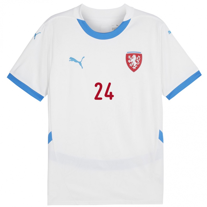 Hombre Fútbol Camiseta Chequia Tomas Vlcek #24 Blanco 2ª Equipación 24-26 Perú